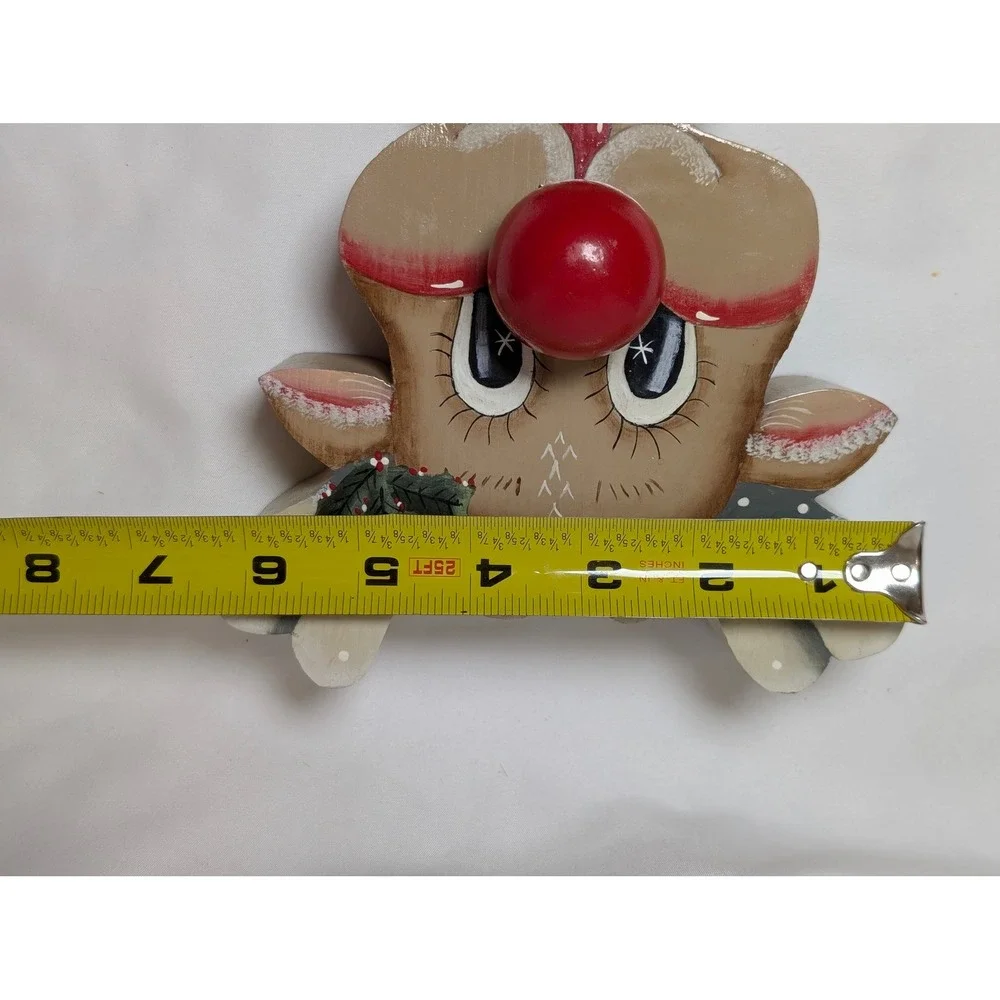 Vintage Hand Painted Wooden Reindeer Musical Figurine Whimsical Folk Art